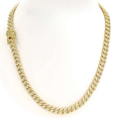 925 Ασήμι Επιχρυσωμένο Κολιέ με Λευκά και Ζιργκόν SSNC73208CCS