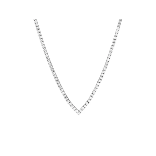 925 Ασήμι Κολιέ Ριβιέρα με Λευκά Ζιργκόν SSNC73349CCS