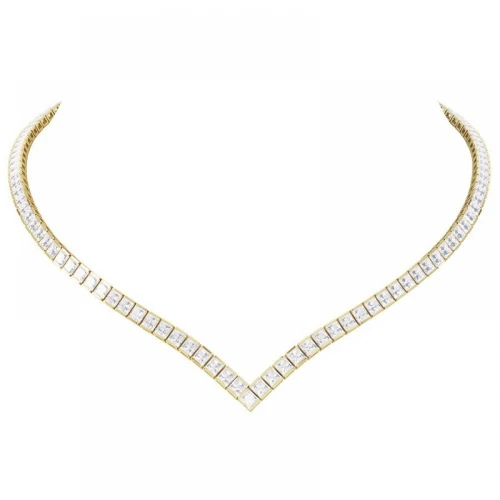 925 Ασήμι Επιχρυσωμένο Κολιέ με Λευκά Ζιργκόν SSNC73762CCS