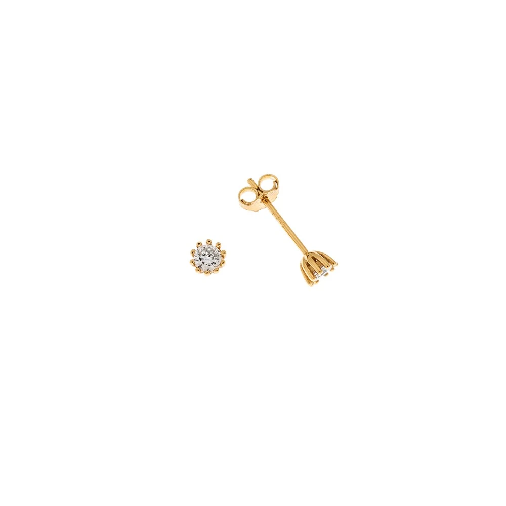 Σκουλαρίκια Senza επιχρυσωμένο ασήμι 925, με λευκά ζιργκόν SSR1656-1GD