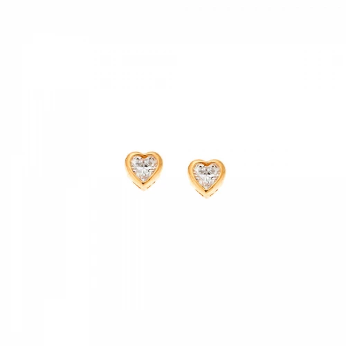 SENZA Σκουλαρίκια από ΅Επιχρυσωμένο Ασήμι 925, "Καρδιά" με Λευκά Ζιργκόν SSR1657GD