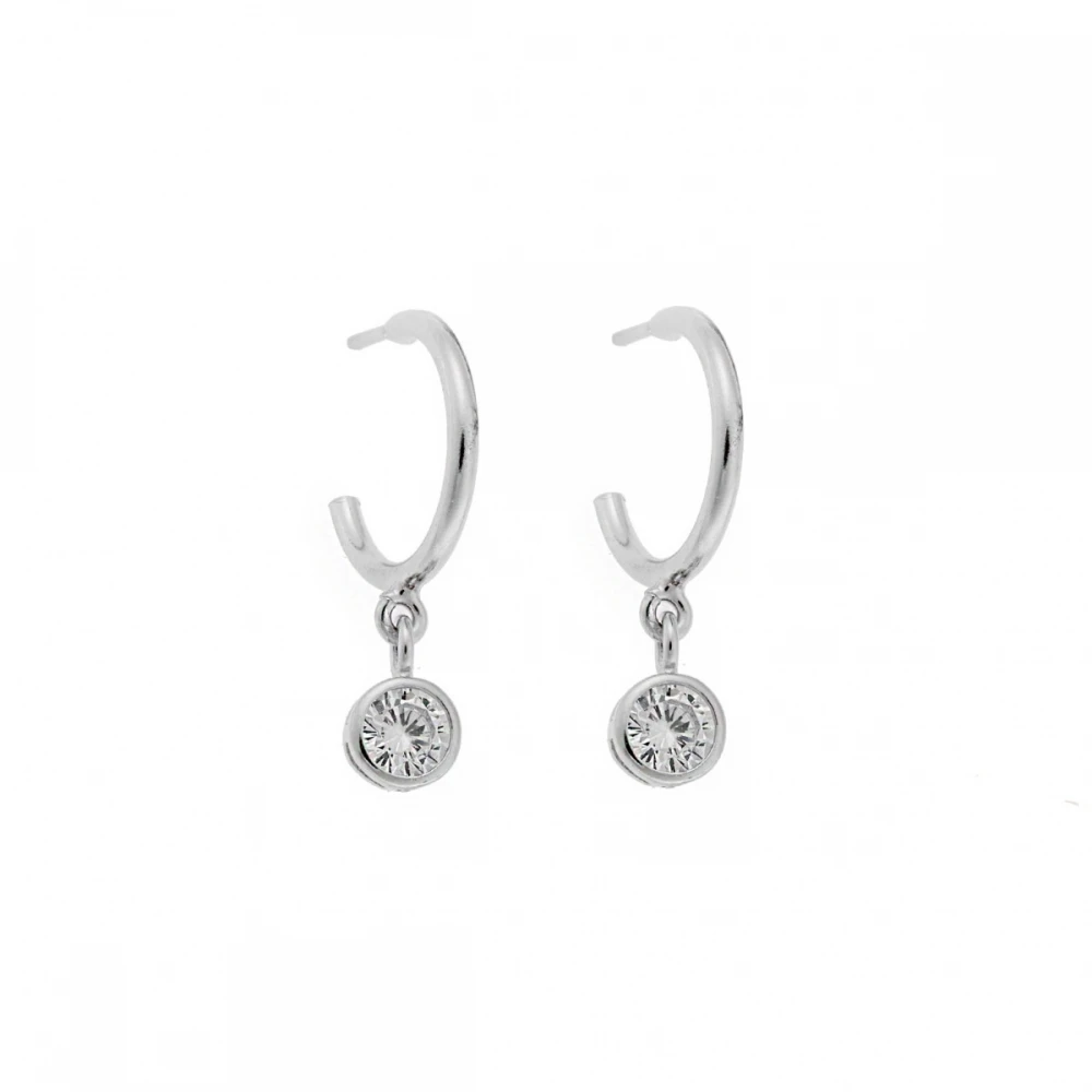 Σκουλαρίκια Senza ασήμι 925, Κρίκοι με λευκό Ζιργκόν SSR2241SRKR