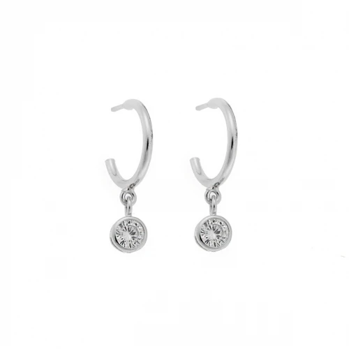 Σκουλαρίκια Senza ασήμι 925, Κρίκοι με λευκό Ζιργκόν SSR2241SRKR