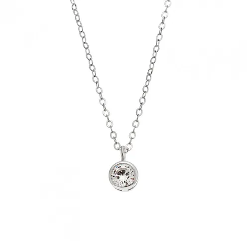 Κολιέ SENZA ασήμι 925, μονόπετρο με λευκό ζιργκόν SSR2241SR