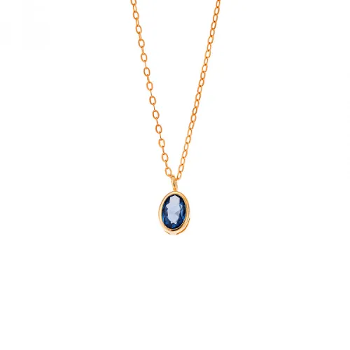 925 Ασήμι Κολιέ μενταγιόν Μονόπετρο με Μπλε Ζιργκόν Επιχρυσωμένο SSR2478-4GD