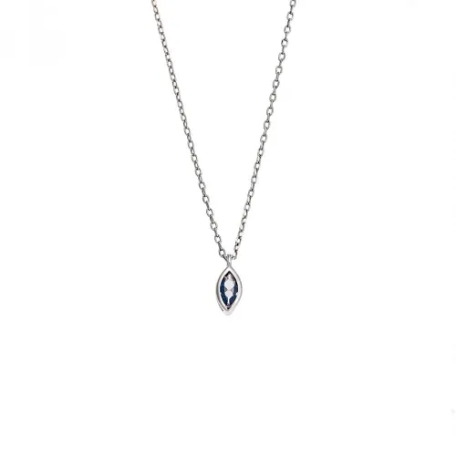 925 Ασήμι Κολιέ Φύλλο με Γαλάζιο Ζιργκόν SSR2780-4SR