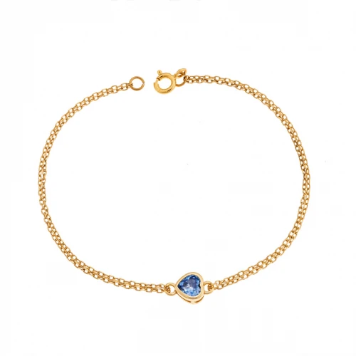 Senza Επιχρυσωμένο Βραχιόλι Ασήμι 925, Καρδιά με Aquamarine Zιργκόν SSR2792-13GD