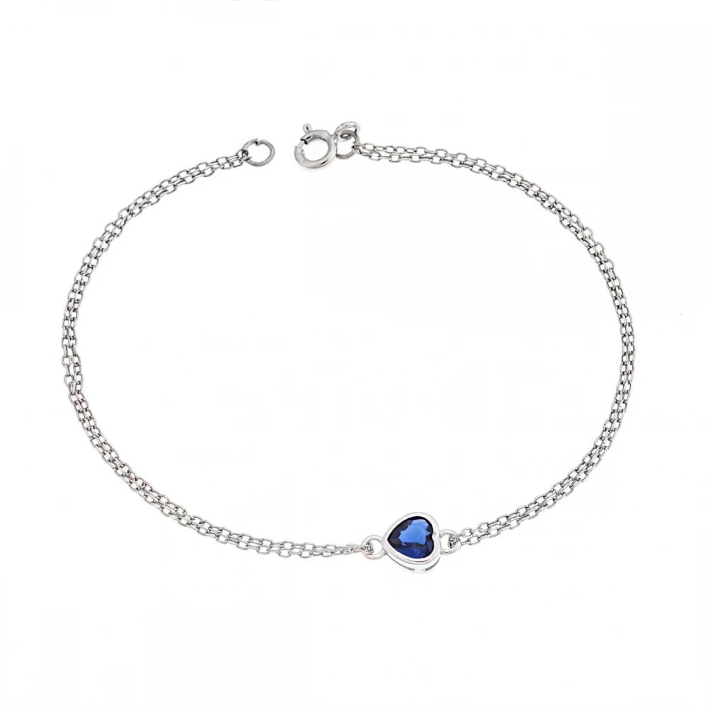 SENZA Βραχιόλι Ασήμι 925, Καρδιά με Μπλε Zιργκόν SSR2792-5SR