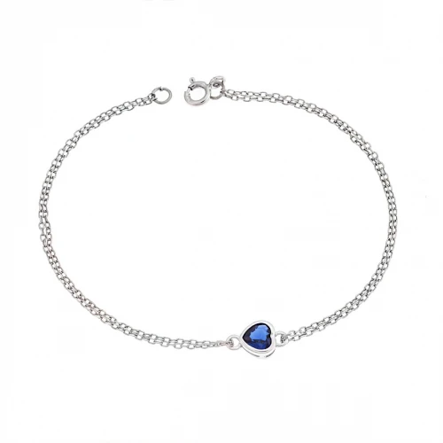 SENZA Βραχιόλι Ασήμι 925, Καρδιά με Μπλε Zιργκόν SSR2792-5SR
