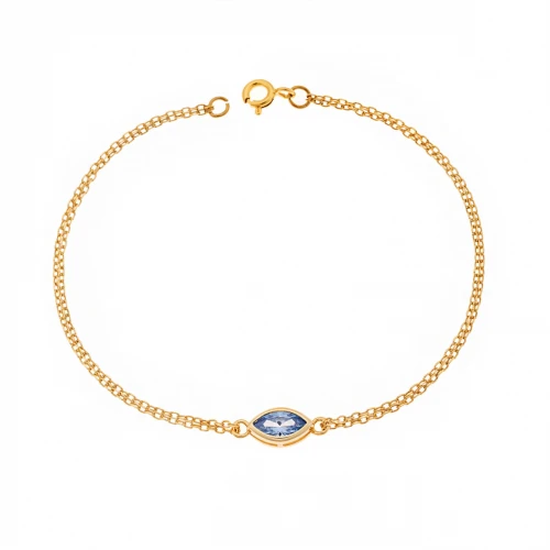 Βραχιόλι Senza Ασήμι 925 Επιχρυσωμένο, Φύλλο με aquamarine ζιργκόν SSR2793-13GD