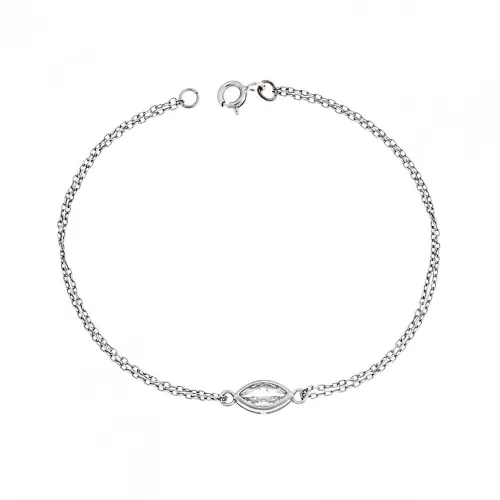 Βραχιόλι Senza Ασήμι 925, φύλλο με διάφανο ζιργκόν SSR2793-1SR