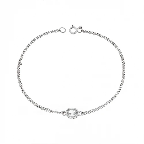 Senza 925 Ασήμι Βραχιόλι με οβάλ λευκό Ζιργκόν SSR2794-1SR