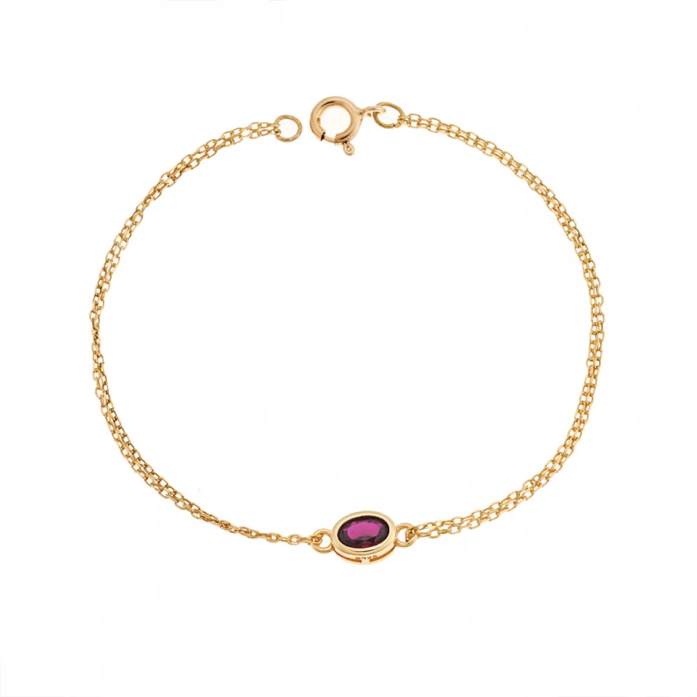 Senza 925 Ασήμι Επιχρυσωμένο, Βραχιόλι με Κόκκινο Ζιργκόν SSR2794-8GD