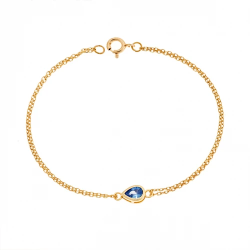 Senza Βραχιόλι Ασήμι 925 Επιχρυσωμένο, δάκρυ με aquamarine ζιργκόν SSR2795-13GD