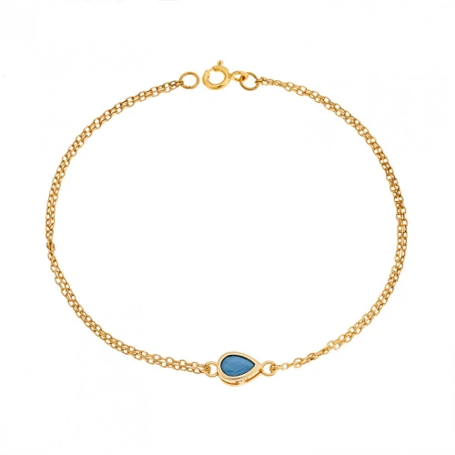 Βραχιόλι, Senza, Ασήμι 925, Επιχρυσωμένο, "Δάκρυ" με Τιρκουάζ ζιργκόν SSR2795-3GD