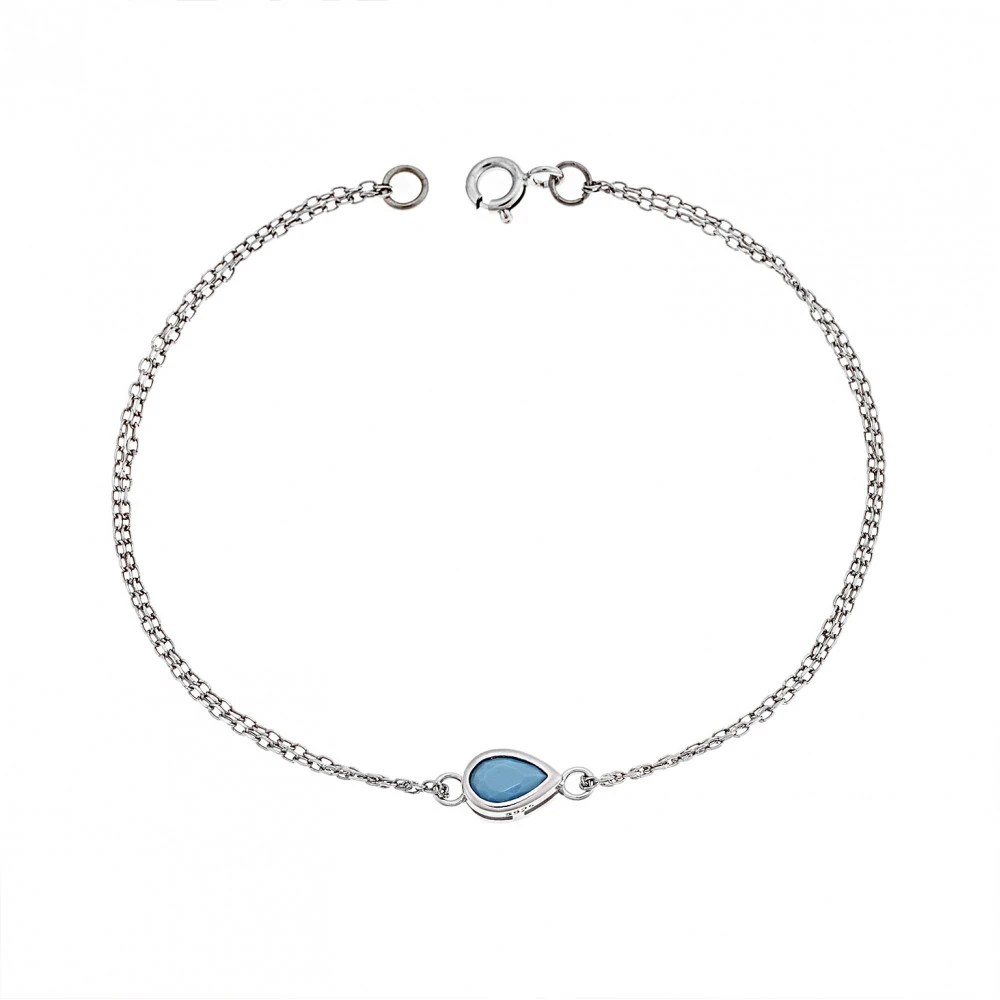 925 Ασήμι, Βραχιόλι, Δάκρυ με Τιρκουάζ Ζιργκόν SSR2795-3SR