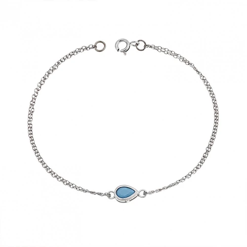 925 Ασήμι, Βραχιόλι, Δάκρυ με Τιρκουάζ Ζιργκόν SSR2795-3SR