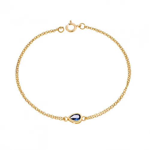 SENZA 925 Ασήμι Βραχιόλι "Δάκρυ" με Μπλε Ζιργκόν Επιχρυσωμένο SSR2795-4GD
