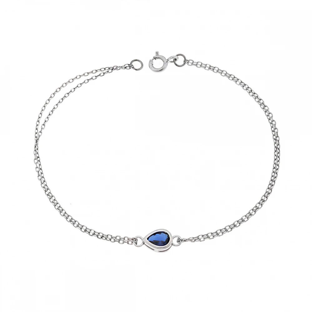925 Ασήμι, Βραχιόλι, Δάκρυ με Μπλέ Ζιργκόν SSR2795-5SR