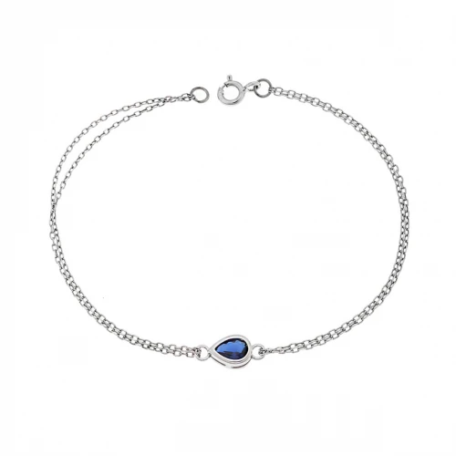 925 Ασήμι, Βραχιόλι, Δάκρυ με Μπλέ Ζιργκόν SSR2795-5SR