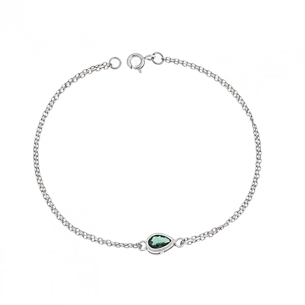 925 Ασήμι Βραχιόλι Δάκρυ με Πράσινο Ζιργκόν SSR2795-6SR