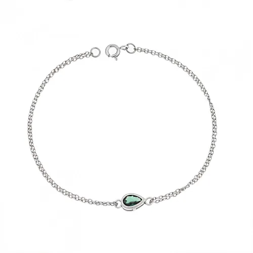 925 Ασήμι Βραχιόλι Δάκρυ με Πράσινο Ζιργκόν SSR2795-6SR