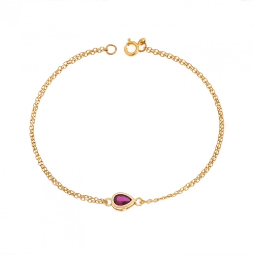 925 Ασήμι Επιχρυσωμένο Βραχιόλι με κόκκινο "Δάκρυ" Ζιργκόν SSR2795-8GD