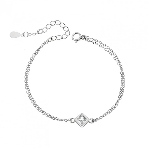 SENZA Βραχιόλι από Ασήμι 925, Ρόμβος με Διαφανές Ζιργκόν SSR2797-1SR