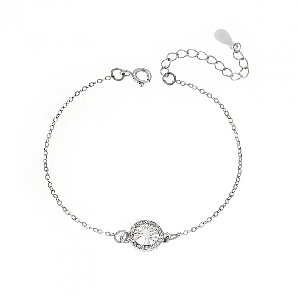 925 Ασήμι Βραχιόλι Senza "Δέντρο Ζωής" με Ζιργκόν SSR2809SR