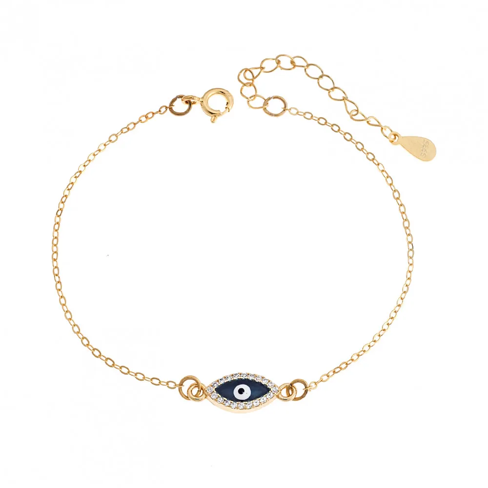 Βραχιόλι, Senza, Silver 925, επιχρυσωμένο, Mατάκι με σμάλτο και Ζιργκόν SSR2819GDBE