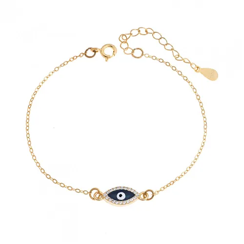 Βραχιόλι, Senza, Silver 925, επιχρυσωμένο, Mατάκι με σμάλτο και Ζιργκόν SSR2819GDBE