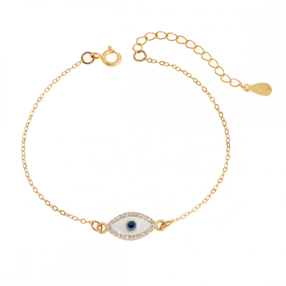 Βραχιόλι Senza Silver 925, επιχρυσωμένo με "Ματάκι", και Ζιργκόν SSR2823GD