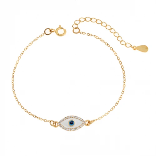 Βραχιόλι Senza Silver 925, επιχρυσωμένo με "Ματάκι", και Ζιργκόν SSR2823GD