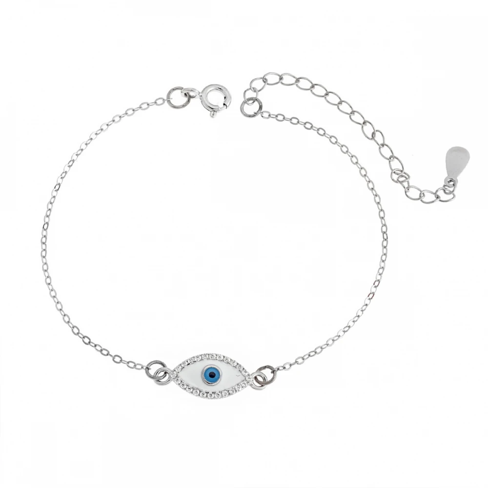 Βραχιόλι Senza Silver 925, με "Ματάκι", σμάλτο και Ζιργκόν SSR2823SR