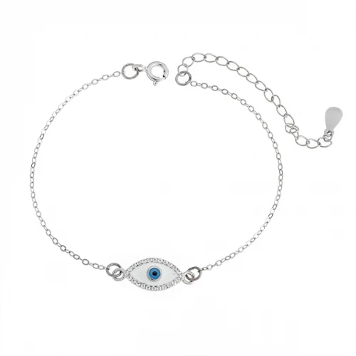 Βραχιόλι Senza Silver 925, με "Ματάκι", σμάλτο και Ζιργκόν SSR2823SR