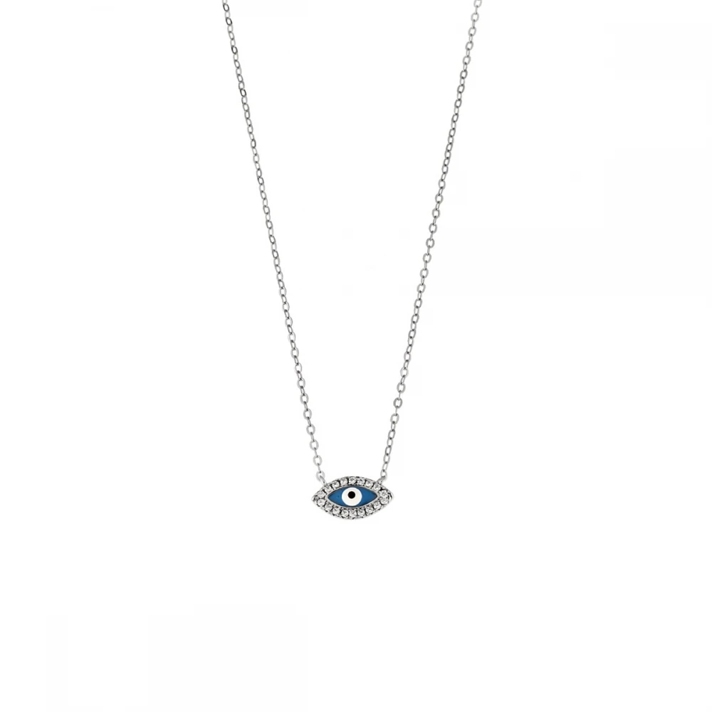SENZA Κολιέ Silver 925, Ματάκι με σμάλτο και Ζιργκόν SSR2838SRLB