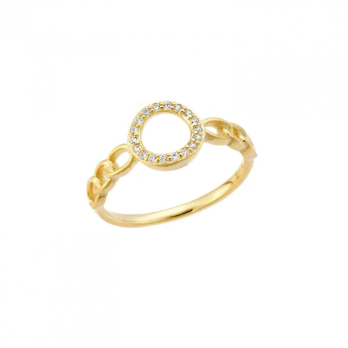 SENZA Δαχτυλίδι 925 Ασήμι, Επιχρυσωμένο με ζιργκόν ,SSR2978GD