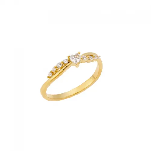 SENZA Δαχτυλίδι 925 Ασήμι, Επιχρυσωμένο με ζιργκόν ,SSR3229GD