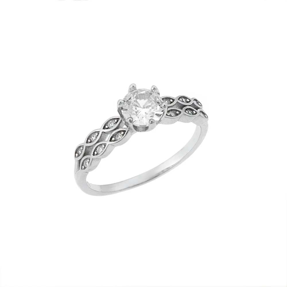 SENZA Δαχτυλίδι 925 Ασήμι, με ζιργκόν, SSR3237SR