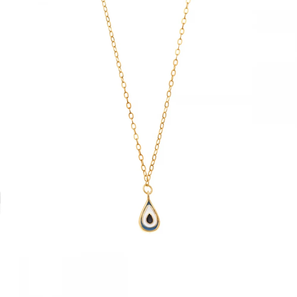 SENZA Κολιέ Ασήμι 925, Επιχρυσωμένο με Ματάκι και σμάλτο SSR3276GWH