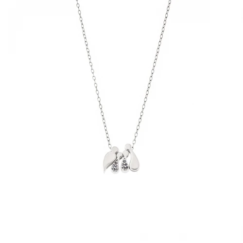 SENZA 925 Ασήμι Κολιέ "Οικογένεια με Δύο Αγόρια" SSR3299-2SBL