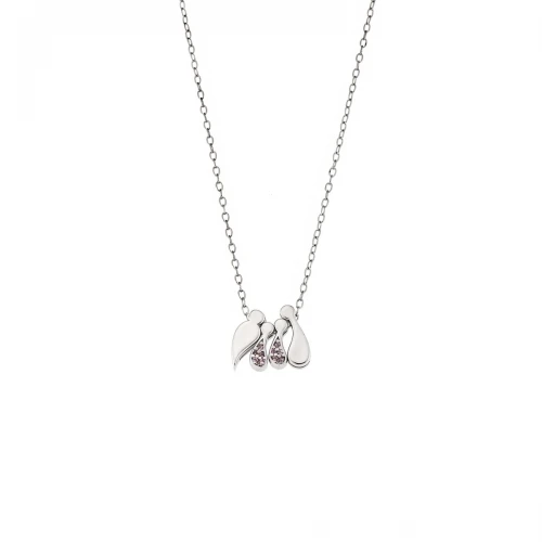 SENZA 925 Ασήμι Κολιέ "Οικογένεια με Δύο Κορίτσια" SSR3299-2SPK