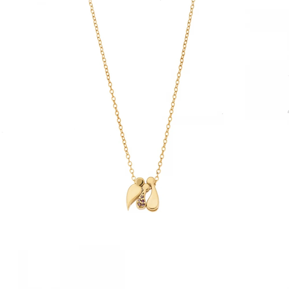 SENZA 925 Ασήμι Επιχρυσωμένο Κολιέ "Οικογένεια με Κορίτσι" SSR3299GPK