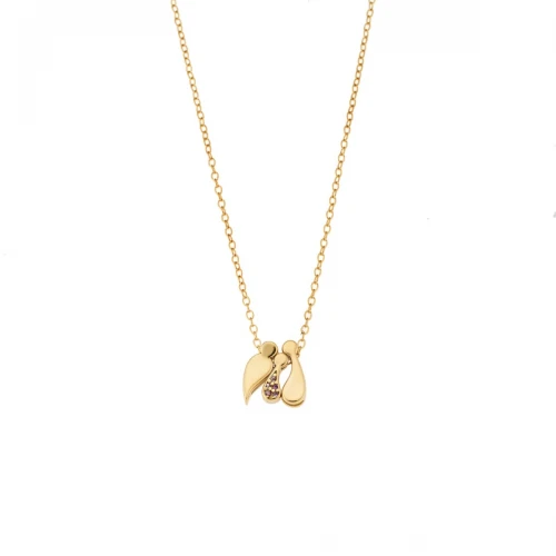 SENZA 925 Ασήμι Επιχρυσωμένο Κολιέ "Οικογένεια με Κορίτσι" SSR3299GPK