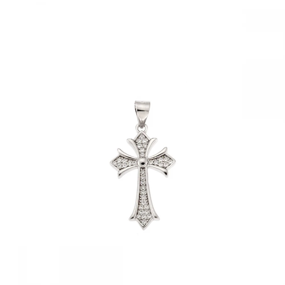 Senza Σταυρός από ασήμι 925, με λευκά ζιργκόν SSR3370SR