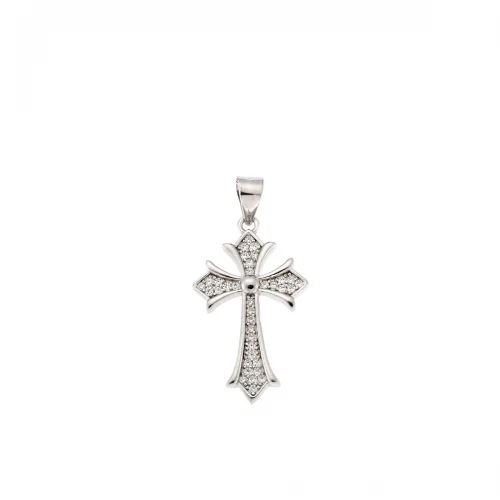 Senza Σταυρός από ασήμι 925, με λευκά ζιργκόν SSR3370SR