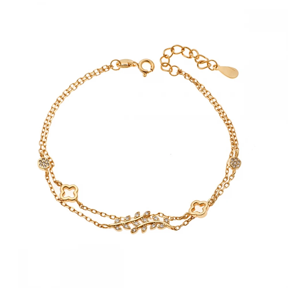 SENZA Βραχιόλι Ασήμι 925 Επιχρυσωμένο, με Λευκό Ζιργκόν SSR4164GD