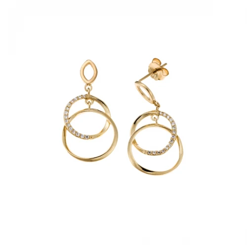 Σκουλαρίκια Senza Κρίκοι επιχρυσωμένοι ασήμι 925, με λευκά ζιργκόν SSR4248GD