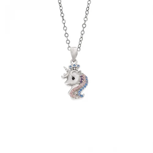 SENZA Κολιέ Silver 925, "Μονόκερως" με Ζιργκόν SSR4286SR
