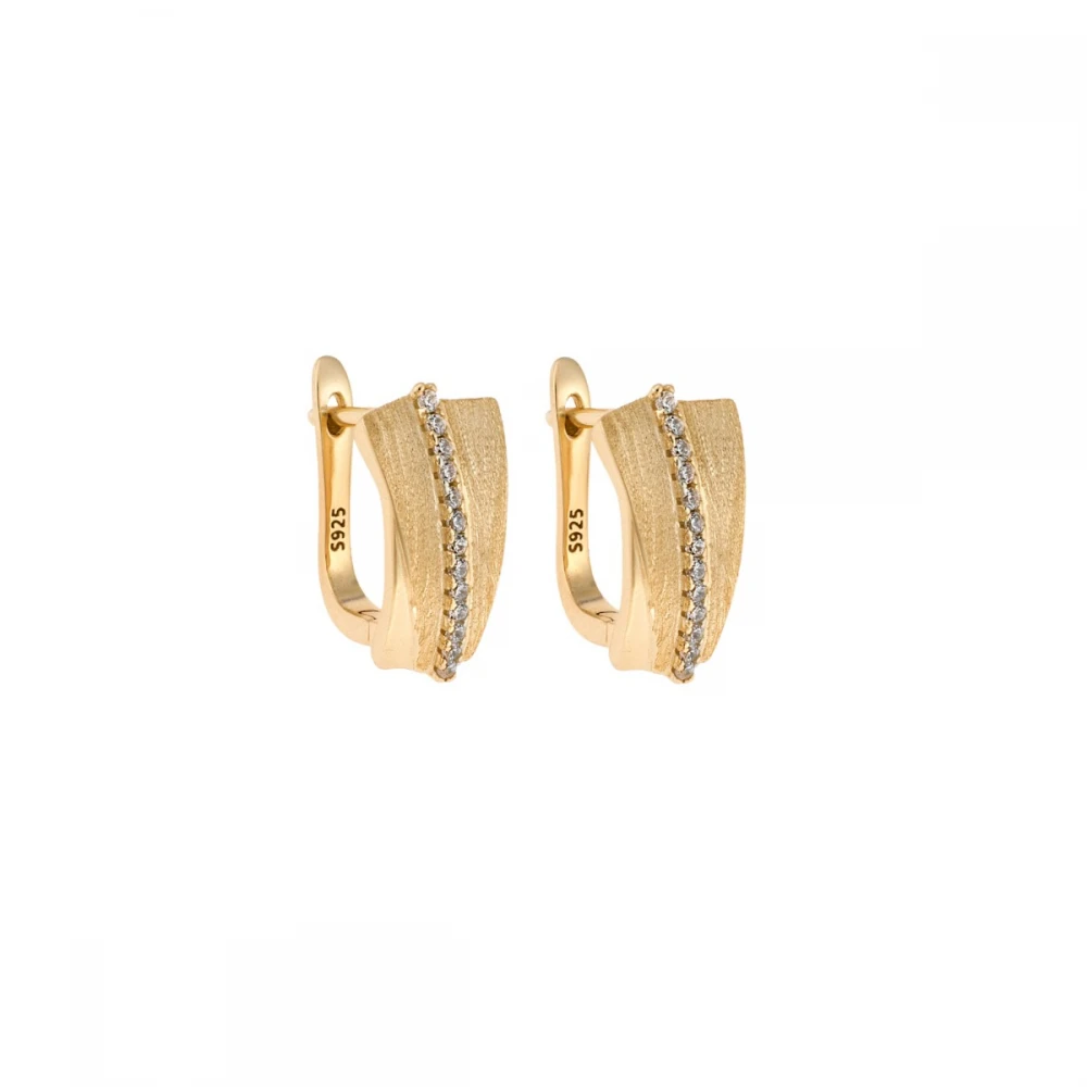 Senza Σκουλαρίκια Ασήμι 925, Επιχρυσωμένοι Κρίκοι με Ζιργκόν SSR4358